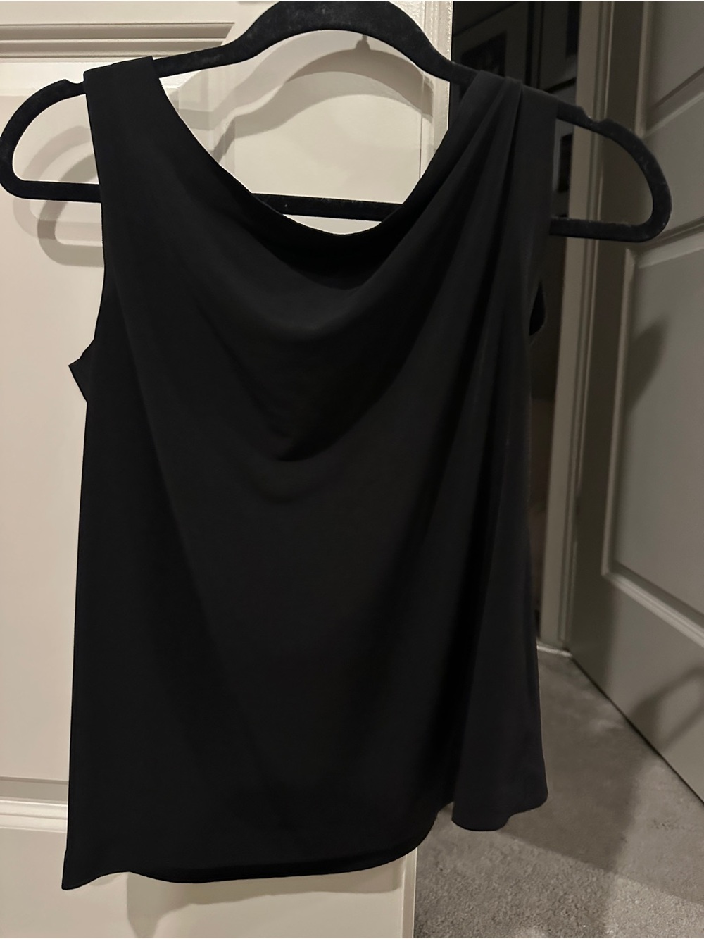 Norma Kamali Black Draped Cowl Neck Sleeveless Camisole